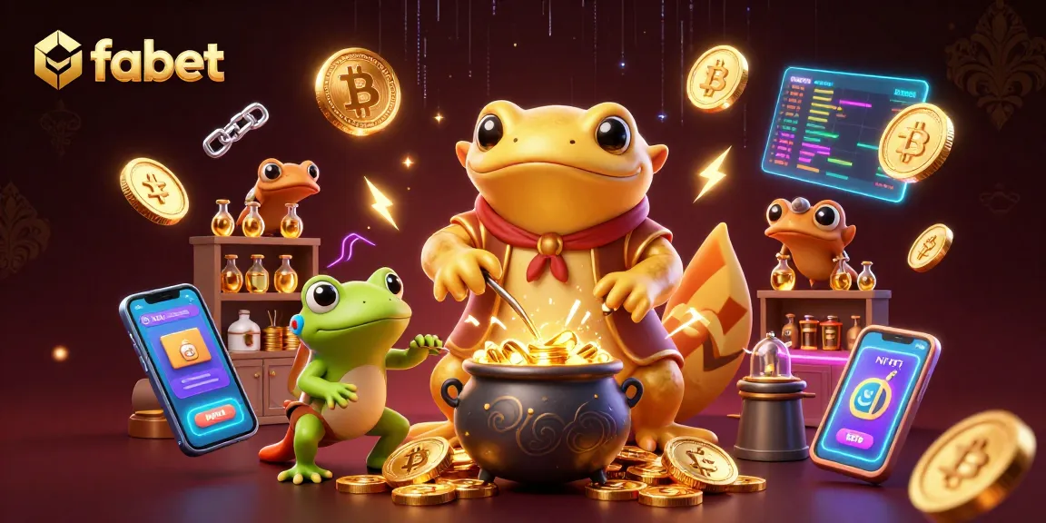 Experience fabet's rich casino magic with an energetic scene featuring alchemists and crypto elements.