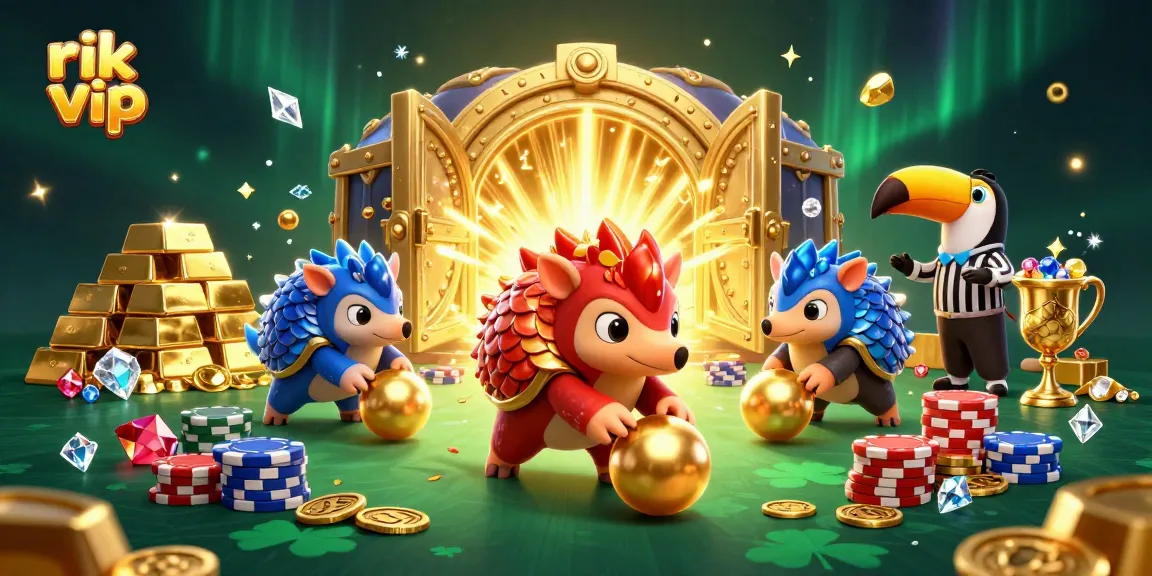Engage in thrilling games with rik vip featuring dynamic pangolins, poker chips, and golden treasures.