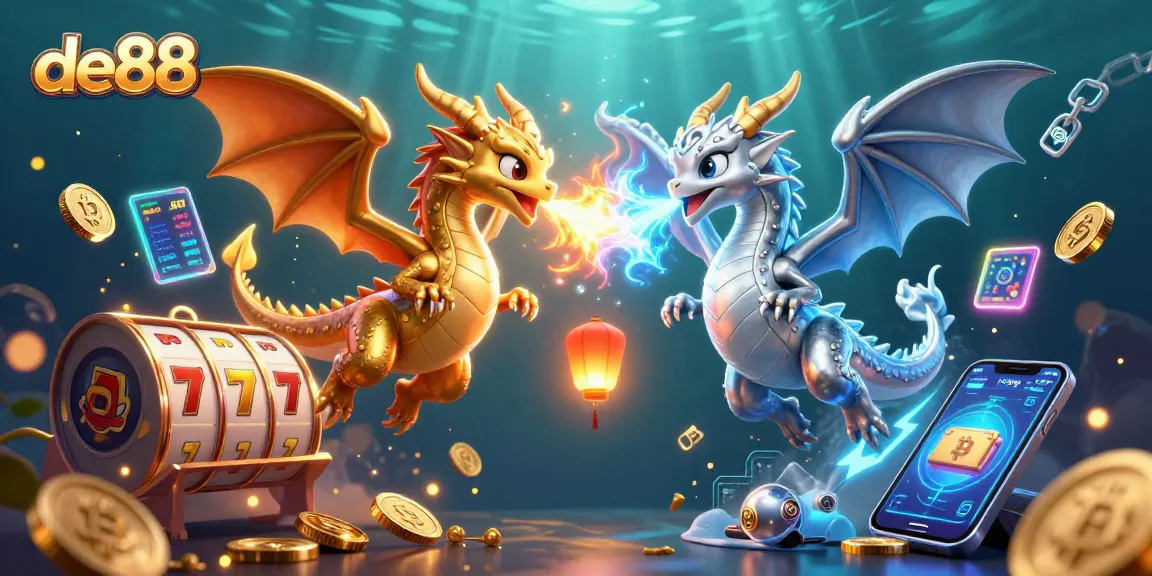 Experience thrilling wins at de88 with intertwined dragon champions and vibrant slot elements.