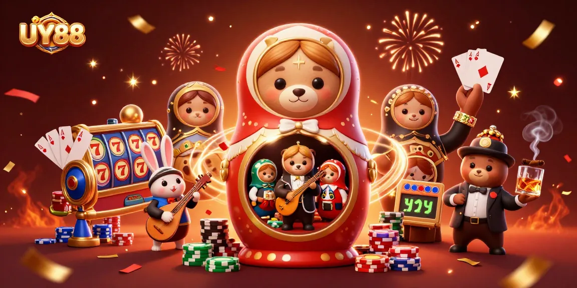 Experience UY88’s vibrant and immersive casino scene with engaging characters and dynamic gaming elements.