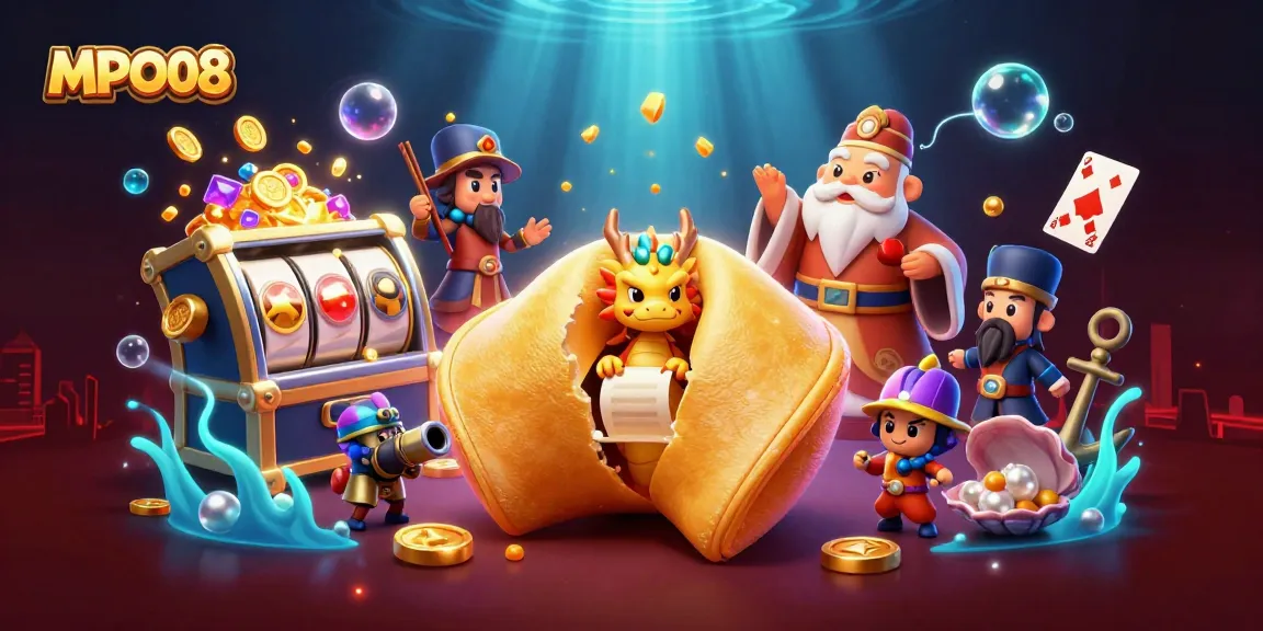 MPO08 presents a vibrant illustration showcasing thrilling slots and a wise dragon amidst a treasure-filled adventure.