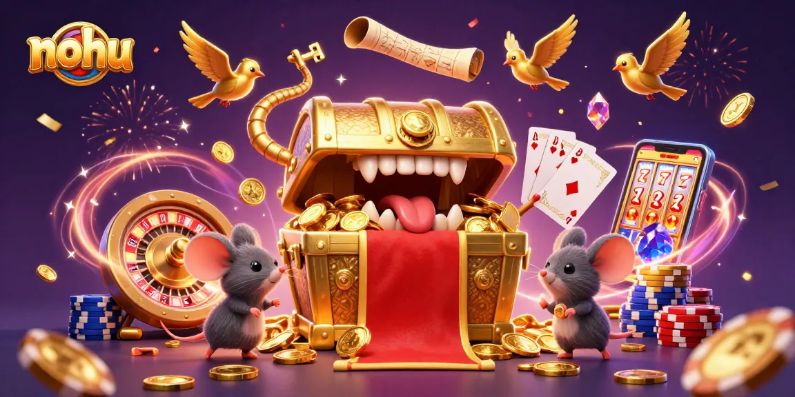 Experience nohu excitement with a dazzling 3D casino scene packed with treasures and games.