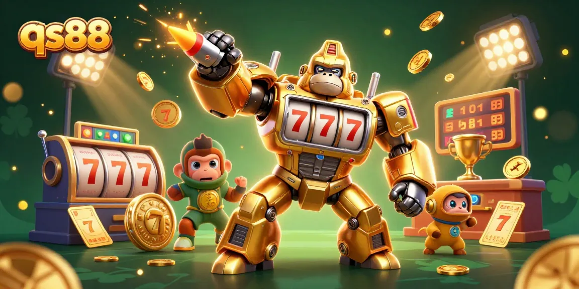 Engage in thrilling gameplay at qs88 with a burst of excitement as a golden gorilla mech dominates the scene.