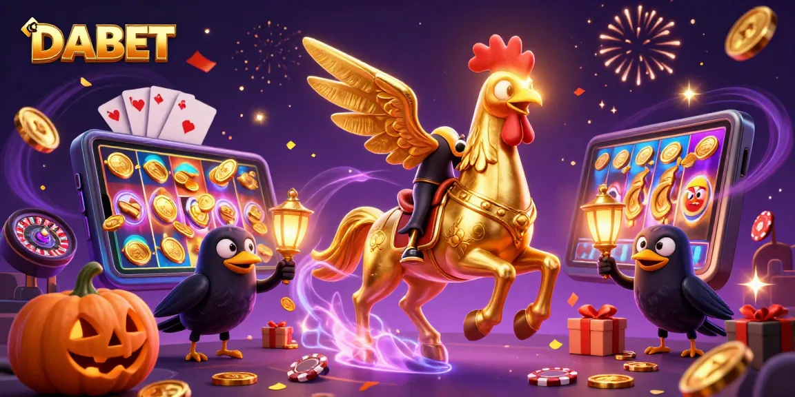 DABET introduces exciting games in a vibrant midnight casino scene featuring fantastical characters and dynamic gambling elements.