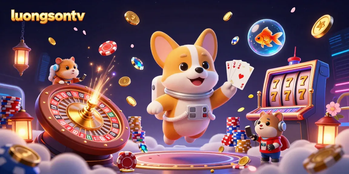 Experience thrilling gameplay with luongsontv in a vibrant space casino scene featuring animated characters.