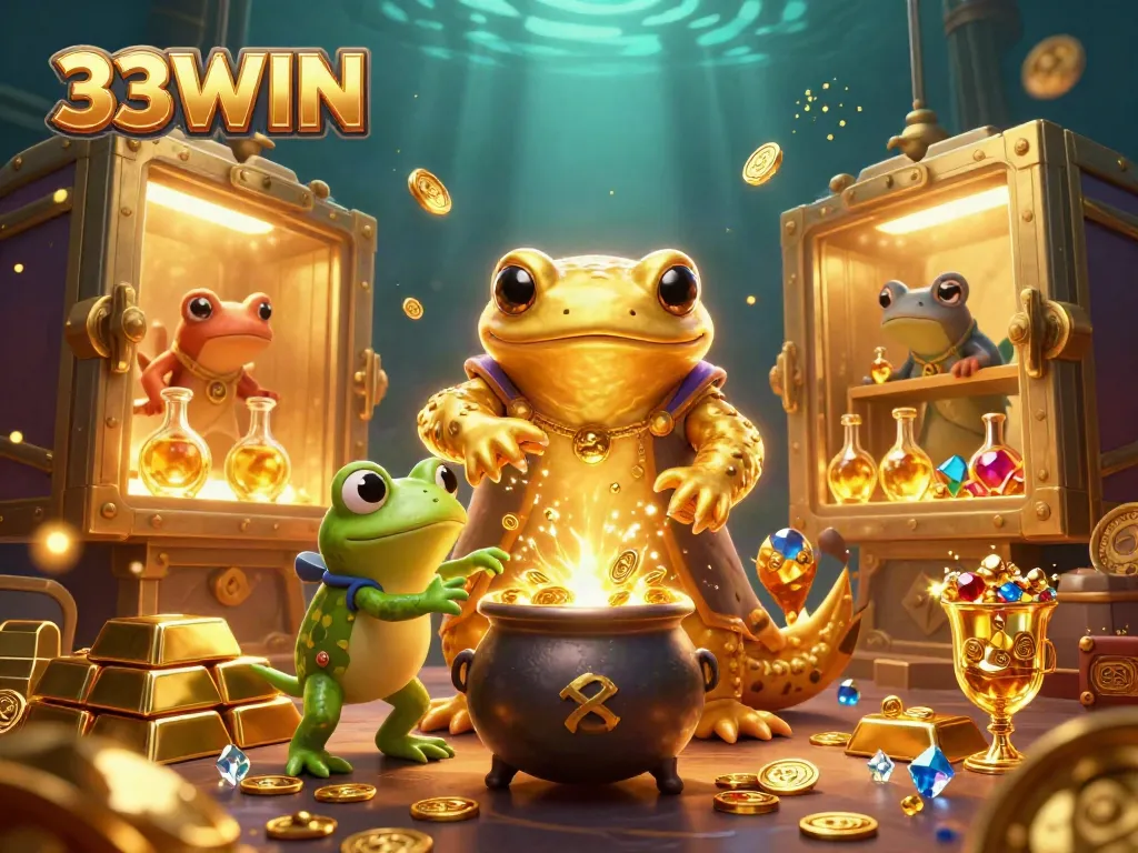 33WIN captures the excitement of casino play with a vibrant scene of treasure and adventure.