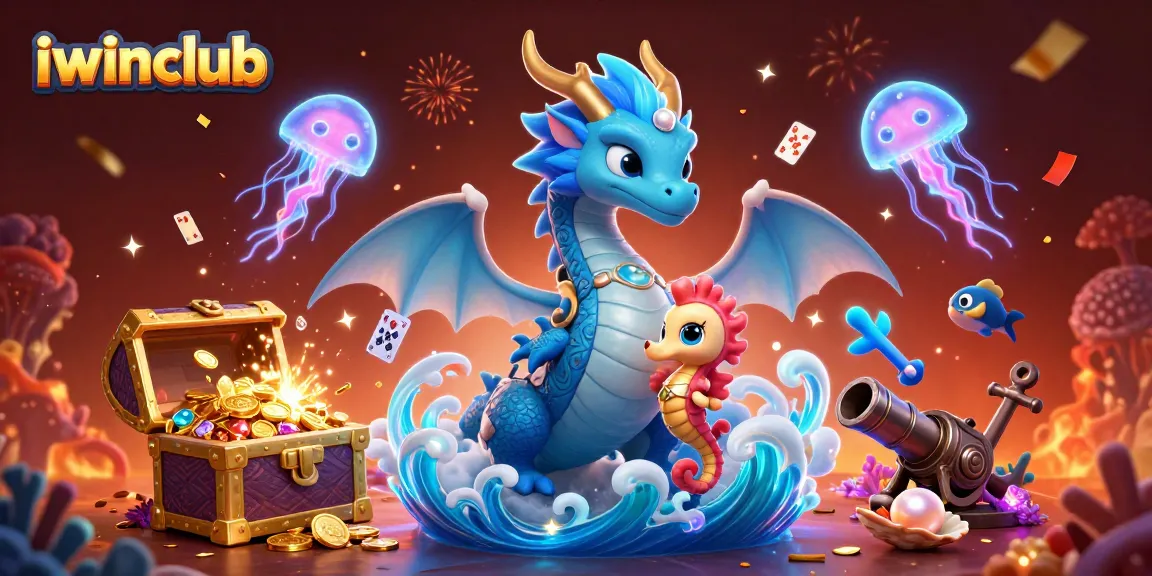 Experience thrilling gameplay with iwinclub, featuring 3D underwater creatures and casino game elements.