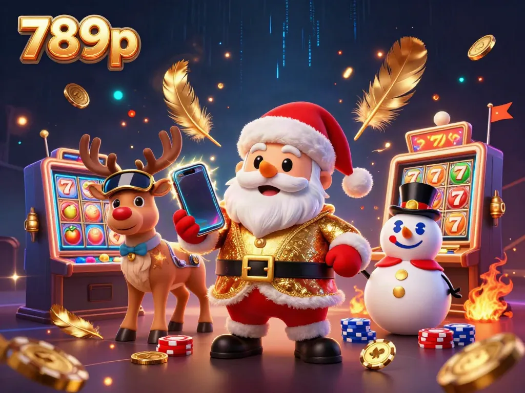 Experience the excitement of 789p slots with Santa Claus, his reindeer, and a poker chip snowman.