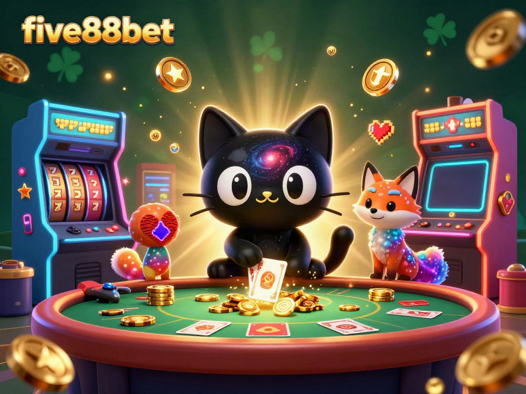 Engage in vibrant gameplay at five88bet featuring a cosmic casino scene with animated characters and rich gaming elements.