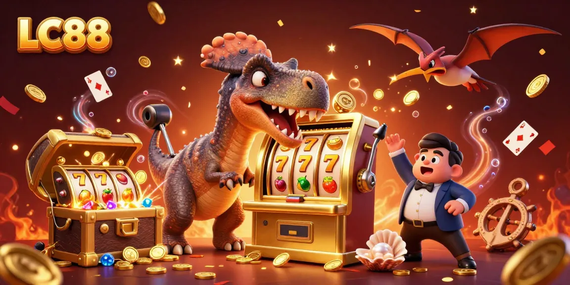 LC88 illuminates with excitement as a pachycephalosaurus triggers a slot machine jackpot
