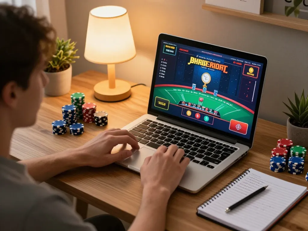 Engaging in keonhacai online blackjack strategy session at home.