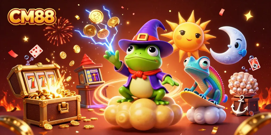 Experience winning strategies at CM88, with vibrant 3D illustration of a magical casino adventure.