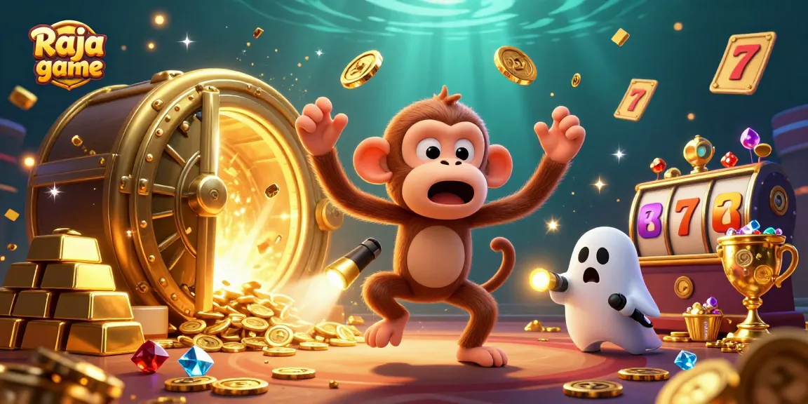 Engage in thrilling action with Raja game as a ghost-hunter puppy tracks a mischievous monkey in a vibrant casino.