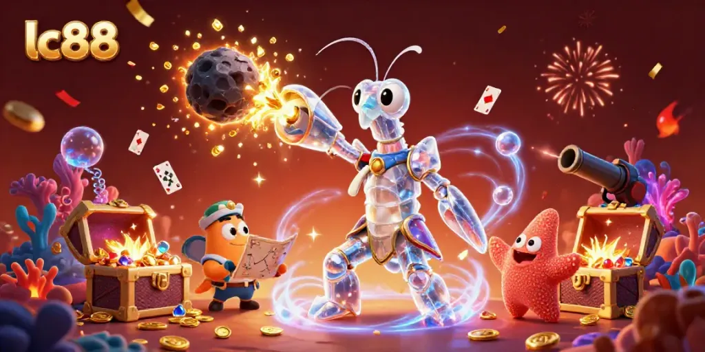 Win big with lc88 as the galactic samurai mantis shrimp captures treasures under the sea.