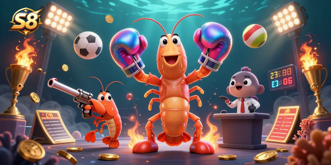 Engage with S8's immersive gaming experience featuring vibrant characters and dynamic sports elements.