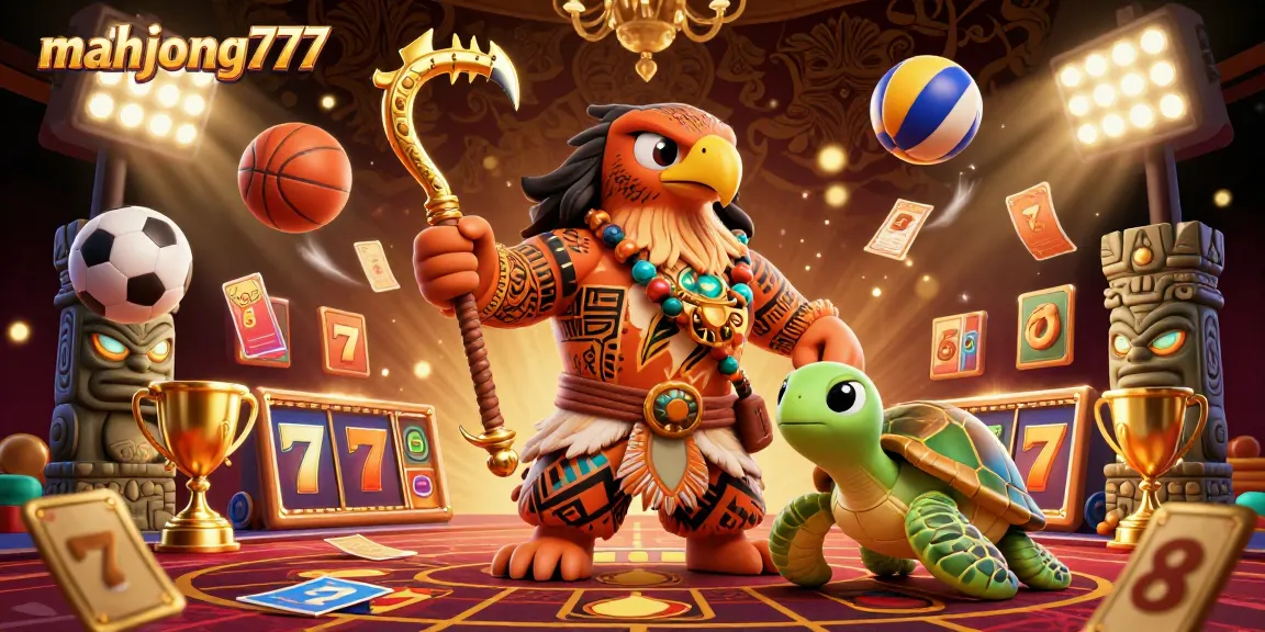Experience the thrill of mahjong777 as winning slots collide with vibrant gambling elements in this captivating scene.