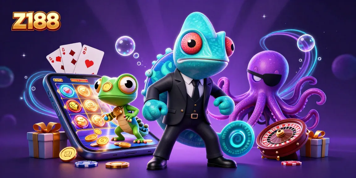 Experience exciting gameplay at z188 with a colorful slot game and animated casino elements.