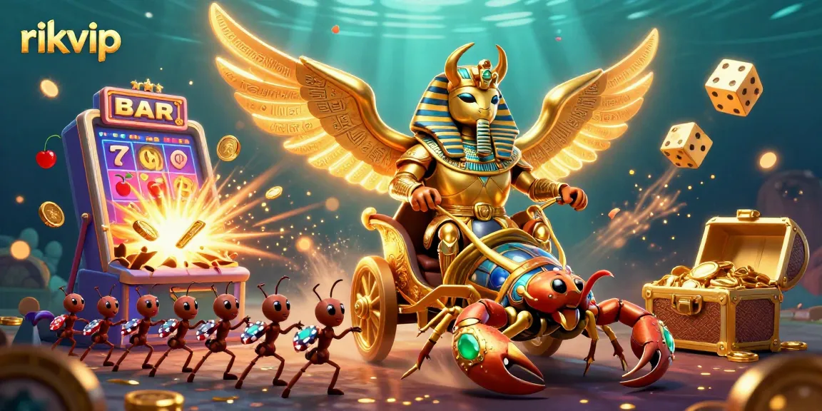 Discover exciting casino action with rikvip featuring dynamic games and golden treasures in an immersive scene.