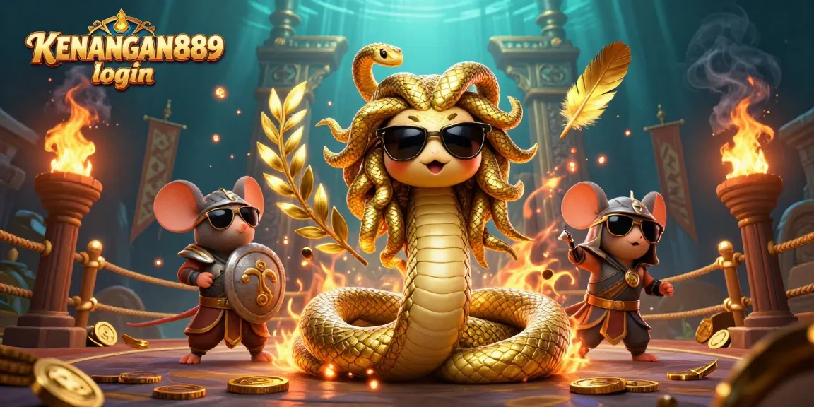 Experience the excitement of KENANGAN889 login with vibrant characters and golden game elements.