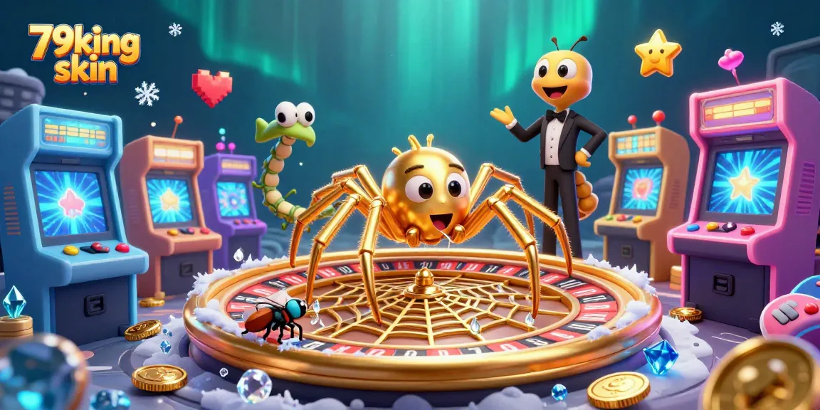 Experience the excitement of betting at 79king skin with a golden spider and centipede croupier illustration.
