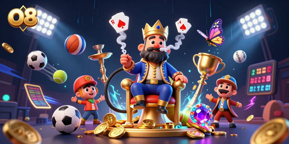 O8's captivating scene showcases a caterpillar in a sultan outfit, enhancing the casino experience with poker hand smoke rings.