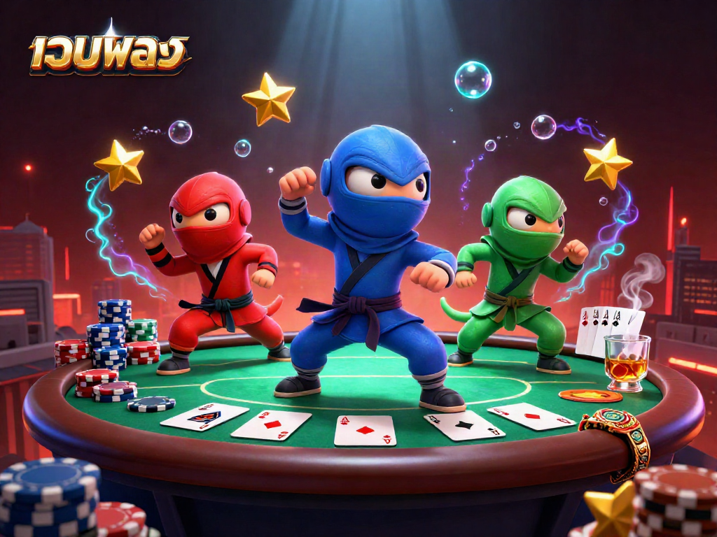 Engage with เว็บตรง through exciting poker strategies featuring cartoon chameleons in action.