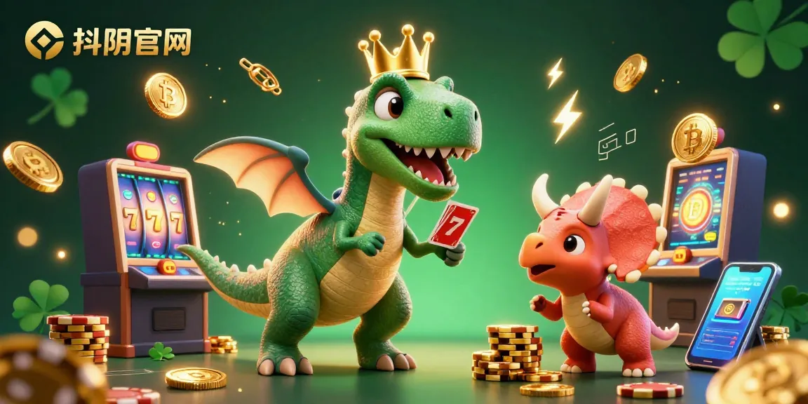 Engage with 抖阴官网 through a vibrant 3D scene displaying characters gambling with cards and chips.