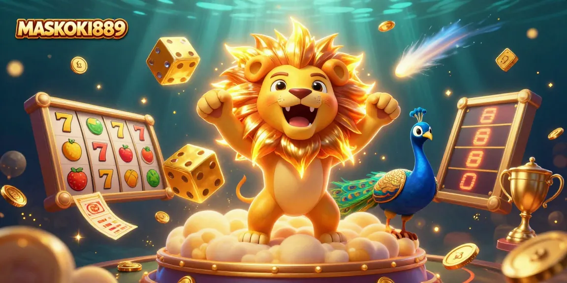 Engage with MASKOKI889's vibrant slot experience featuring lucky symbols and thrilling golden elements.