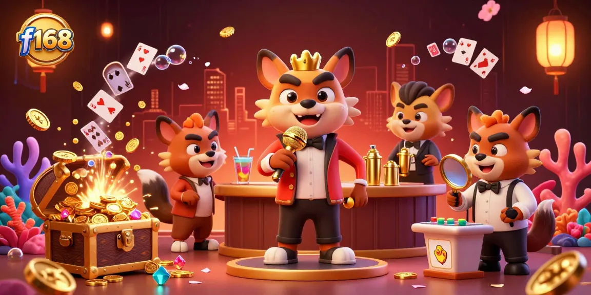 Experience the excitement of f168's vibrant casino club with hyenas as they entertain and serve drinks.