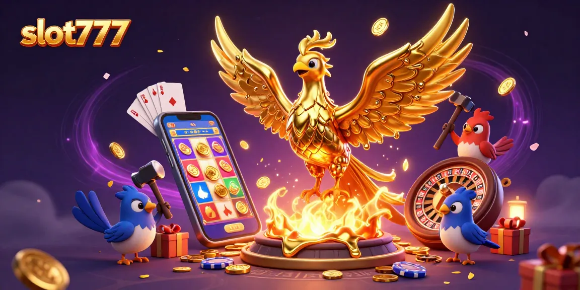 Experience big wins with slot777 in this vibrant 3D illustration featuring exciting casino elements.