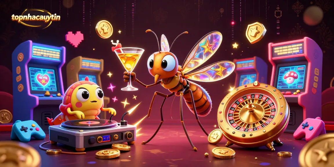 topnhacaiuytin's vibrant 3D casino illustration showcasing engaging gaming experiences with colorful elements