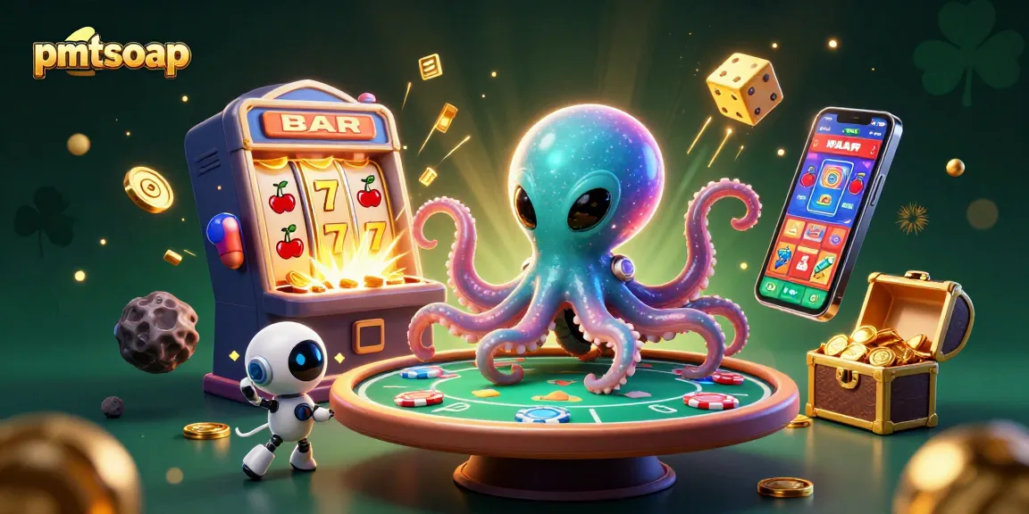 Experience exciting wins with pmtsoap at a vibrant online casino, featuring a playful alien octopus and dynamic game elements.