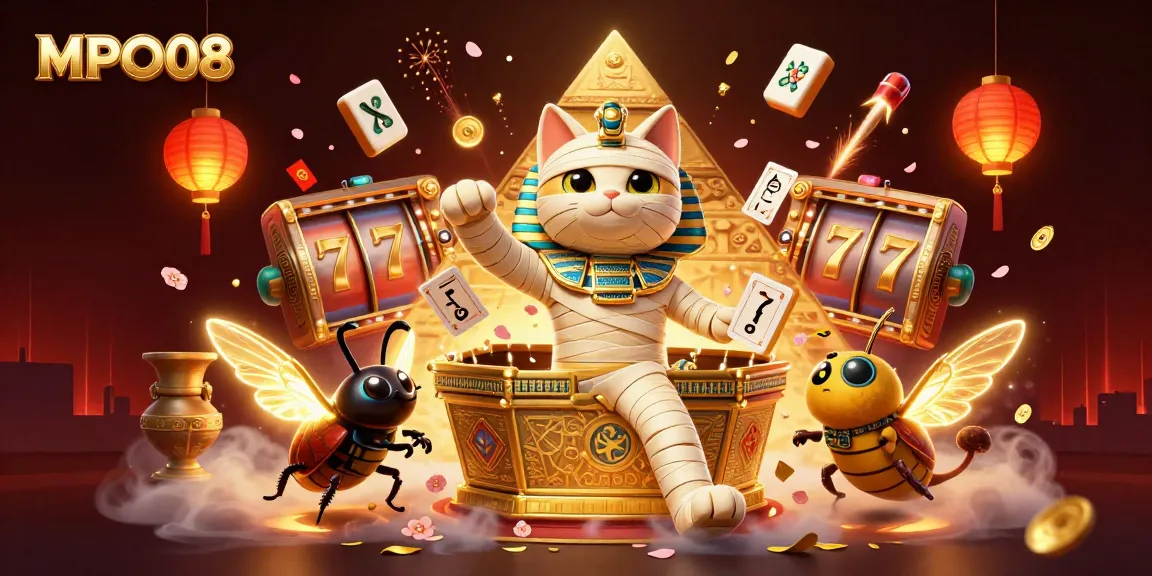 MPO08 offers exciting slot adventures with a mummy cat and flashy jackpot reel scenery.