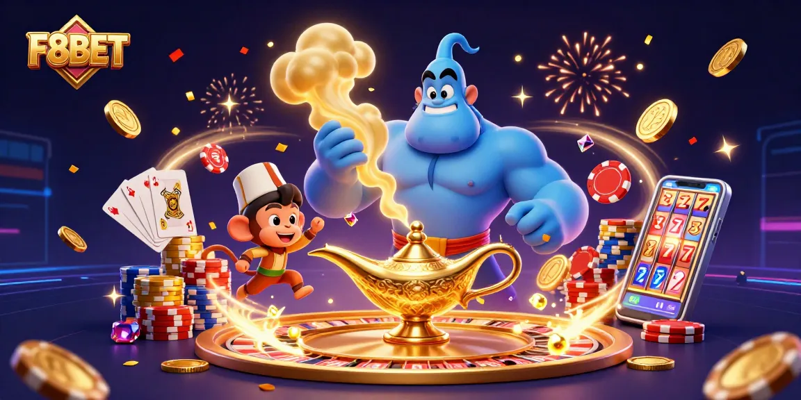 Experience thrilling gaming with F8BET, featuring vibrant visuals of casino excitement and magic!