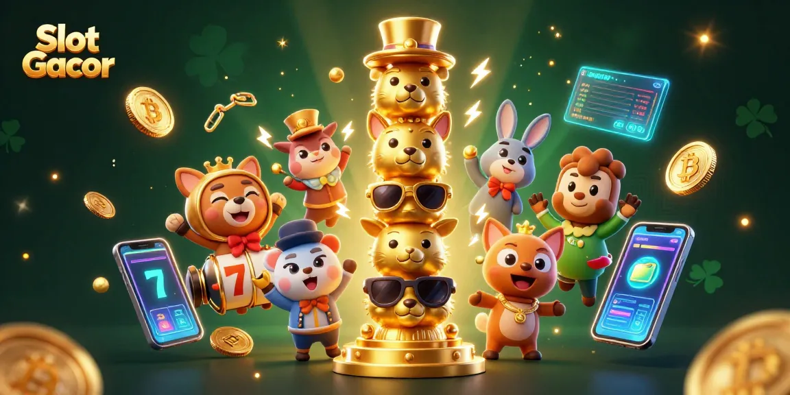 Experience the vibrant Slot Gacor gaming scene with colorful elements and crypto symbols.