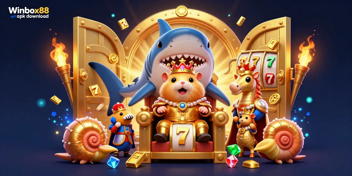 Experience seamless Winbox88 apk download with the dynamic golden hamster king and treasures, emphasizing mobile gaming.