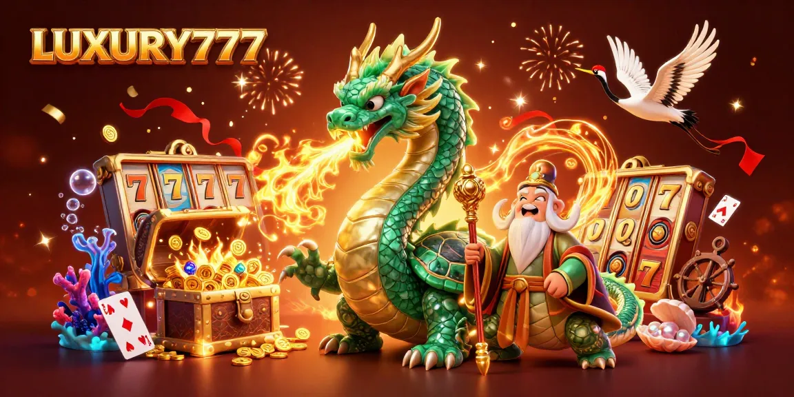 Gambarlah LUXURY777 slot yang menarik dan memikat dalam ilustrasi kasino 3D penuh warna.