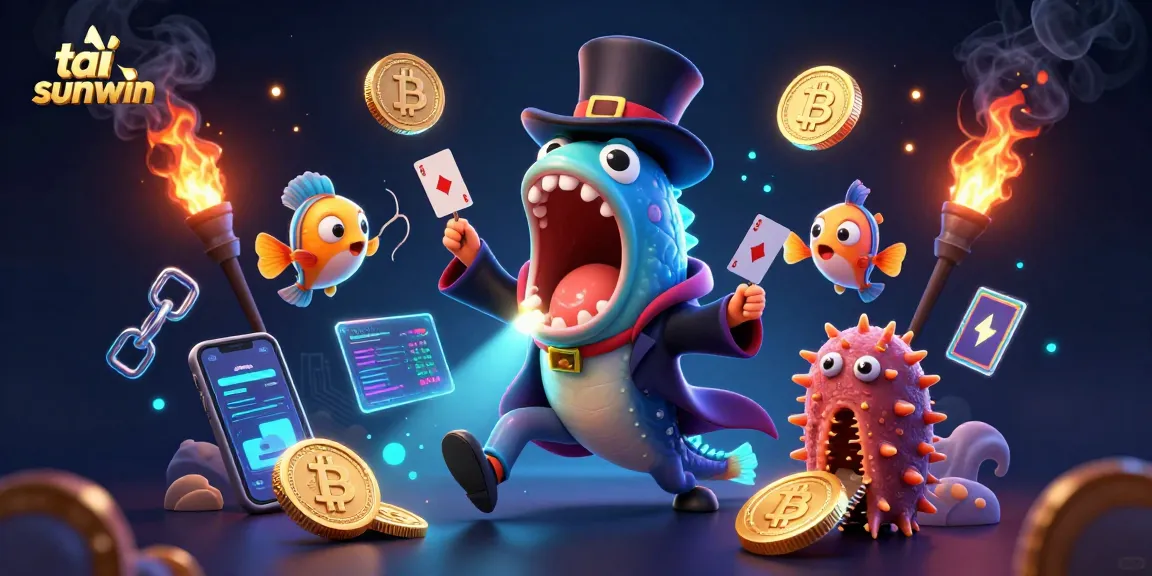 Win big with tai sunwin in a vibrant 3D casino illustration featuring magical sea creatures.