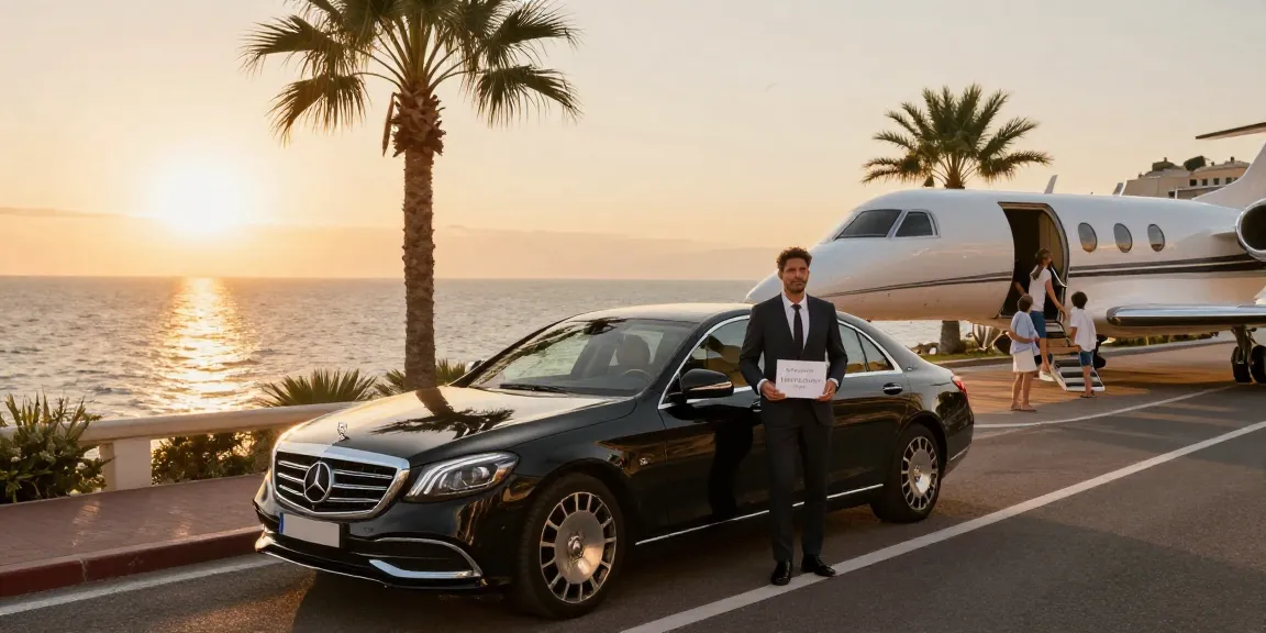 Service de chauffeur Monaco : un chauffeur élégant attendant près d'une Mercedes sur la Côte d'Azur.