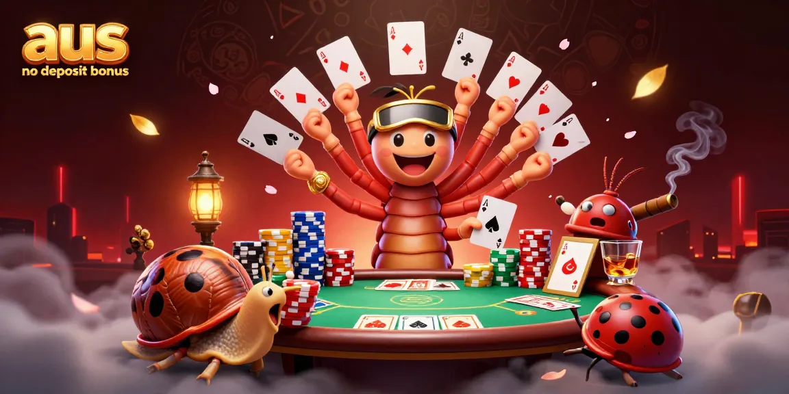 Experience the excitement of the aus no deposit bonus with a vibrant 3D casino illustration.