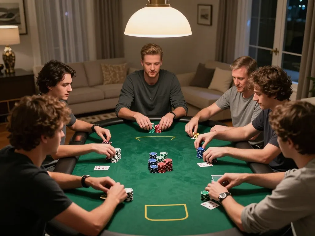 Players strategizing and placing bets at an engaging XX88 poker game night.