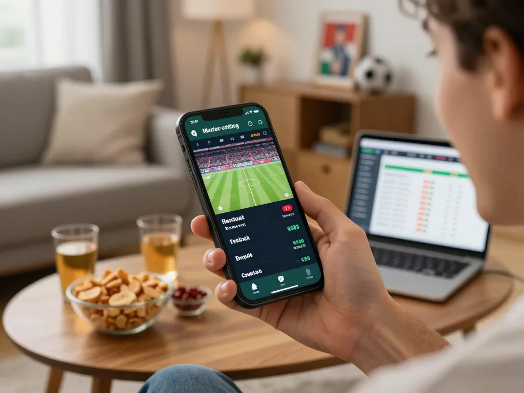 Experience sports betting excitement with sunwin on a smartphone during a heated game.