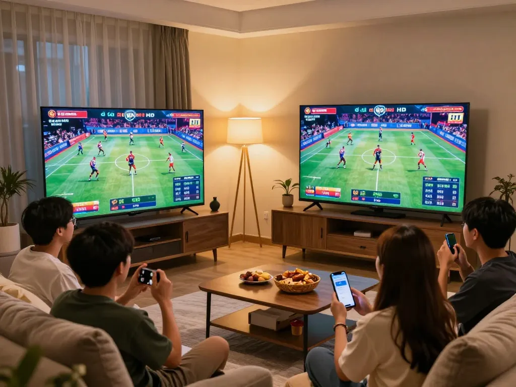 Cảnh thú vị của người xem theo dõi đá gà thomo HD trực tiếp trong không gian ấm cúng, ghi lại sự phấn khích của những trận đấu cạnh tranh.