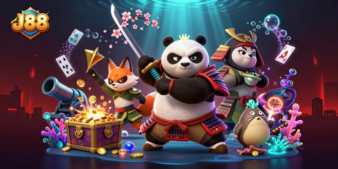 Experience winning strategies at J88 with captivating casino-themed 3D illustration.
