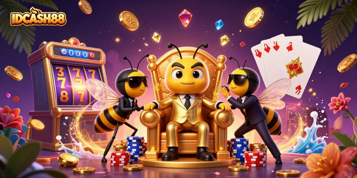 Spin the reels with IDCASH88's vibrant slot games amid dazzling treasures and iconic symbols.