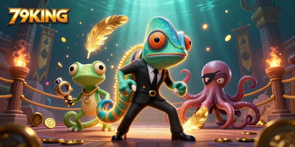Experience the thrill of 79KING with cartoon characters in an exciting casino scene.
