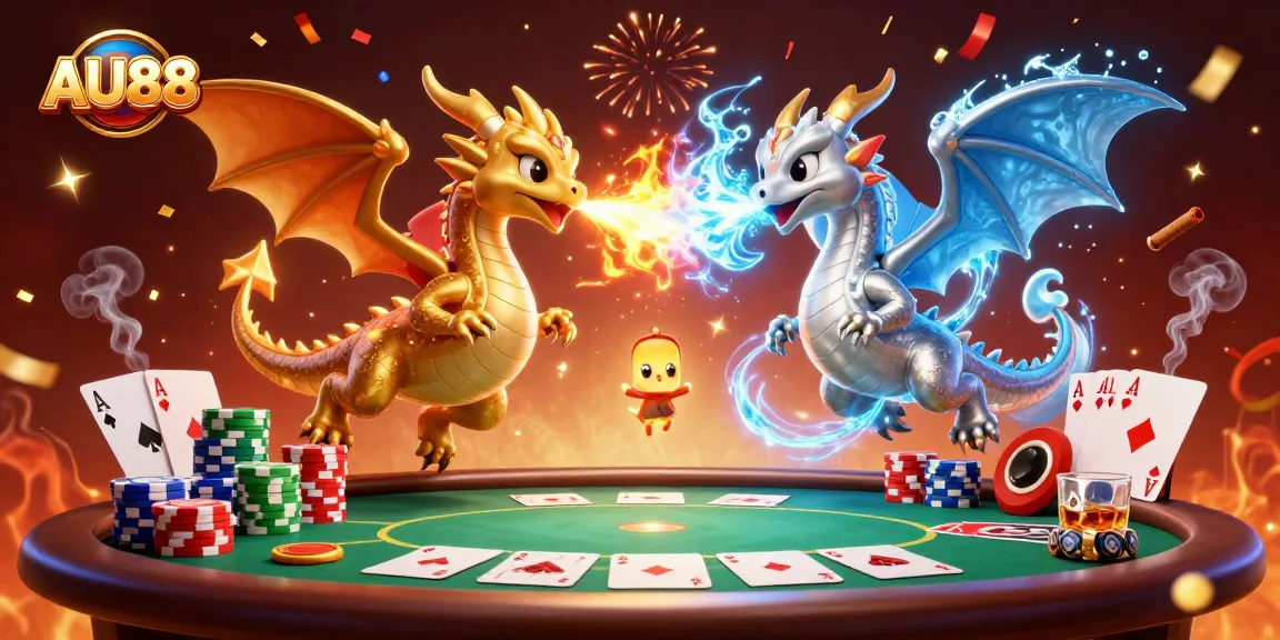 Engage in thrilling betting strategies at AU88 with vibrant poker action and dynamic dragons.