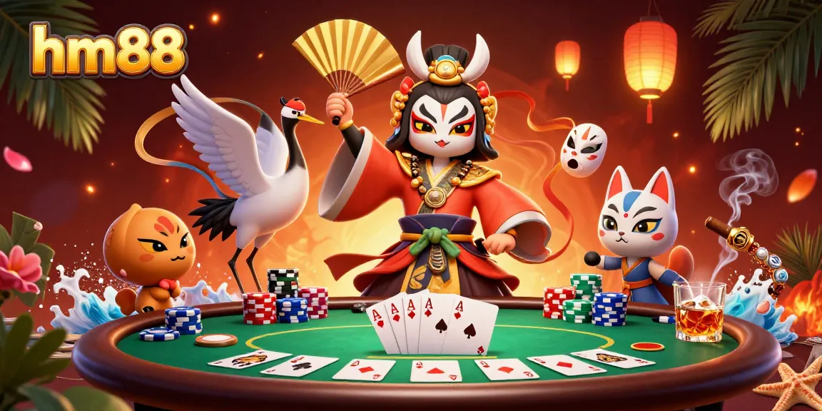 Experience exciting gameplay with hm88 at a vibrant poker table featuring rich casino elements.