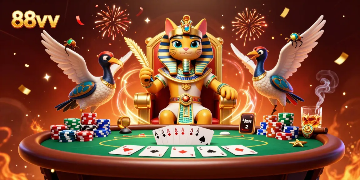 Engage in immersive gaming with 88vv's vibrant poker scene showcasing rich illustrations.