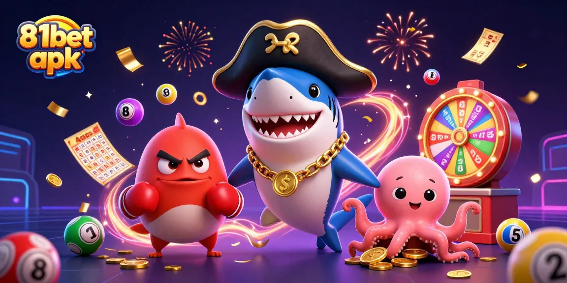 Engage with 81bet apk in this vibrant 3D scene showcasing fun characters and exciting game elements.
